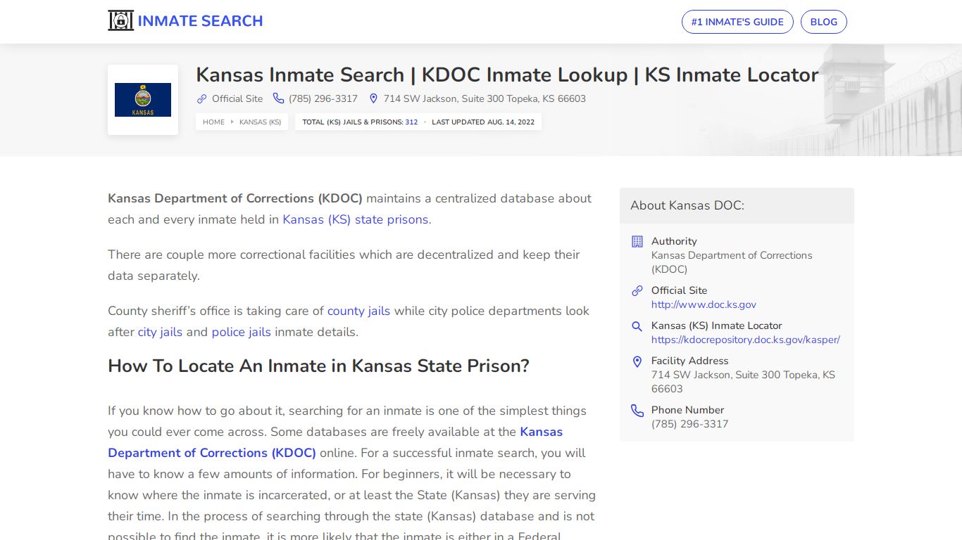 KDOC Inmate Lookup | KS Inmate Locator - Inmate Search